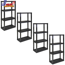 Plastic Shelves Garage Storage Unit 4-Tier 56"H X 14"D X 30"W Black 400Lbs 4Pack
