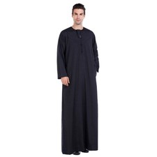 Long Robe Abaya Muslim Men Saudi Kaftan Jubba Thoub Thobe Dishdasha Ramadan Gown