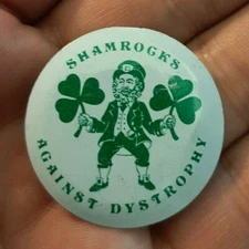 Shamrocks Against Dystrophy Vintage Metal pinback