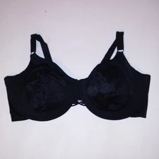 Vanity Fair Bra 44DDD Solid Black Lightly Lined Underwire