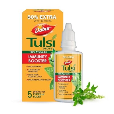 Dabur Tulsi Drops : 30ml  | Contains Extracts of 5 Rare Tulsi Boosts Immunity |