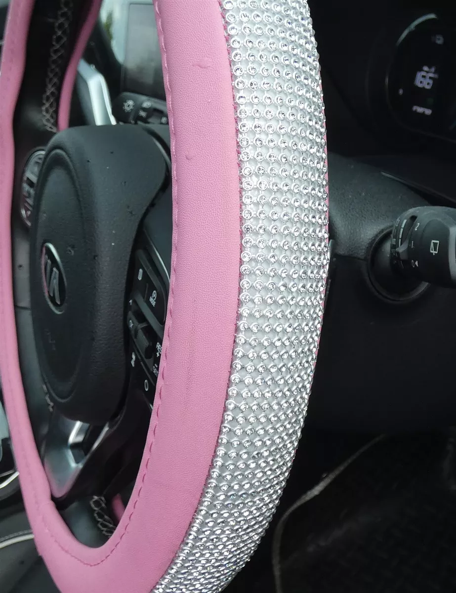 Pink leather steering wheel cover deals
