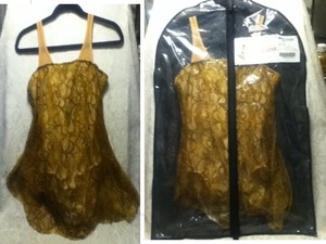 CURTAIN-CALL-DANCE-COSTUME-amp-BAG-Scallop-Gold-Lace-Ballet-Lyric-Dress-Leo-Gym-M
