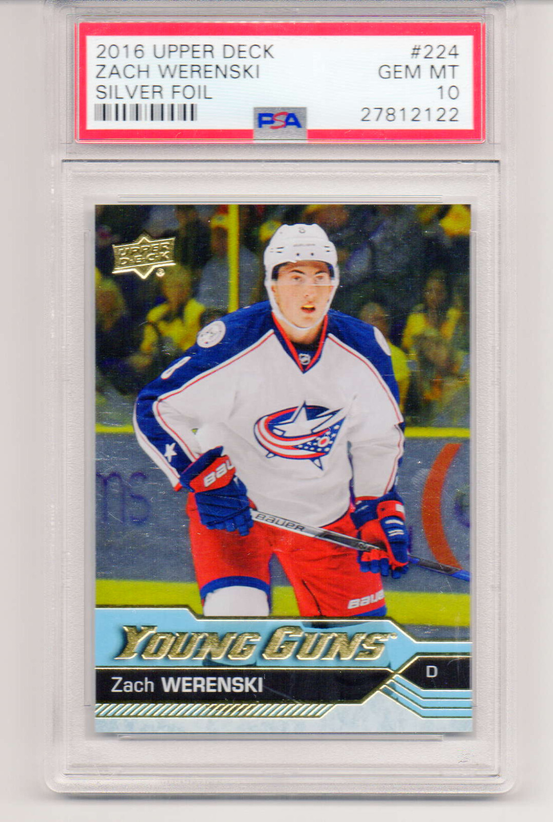 PSA 10 RC 2016-17 2016 Zach Werenski Upper Deck Young Guns Silver Foil #224 GmMt