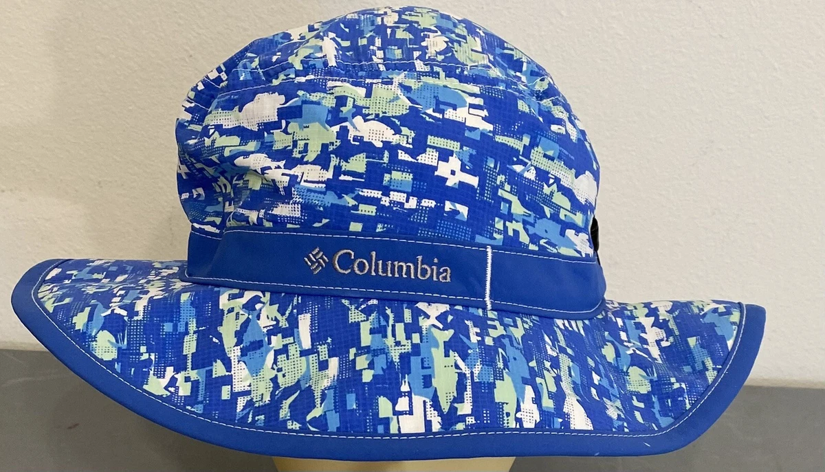 Youth COLUMBIA Sun Hat Fishing Outdoors Beach Boys Booney Fish Blue Camo  Nylon