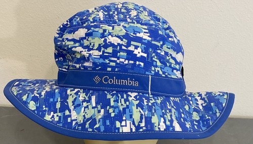 Youth COLUMBIA Sun Hat Fishing Outdoors Beach Boys Booney Fish Blue Camo Nylon - 第 1/3 張圖片