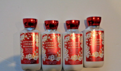 4PCS Bath & Body Works Super Smooth Body Lotion JAPANESE CHERRY BLOSSOM 8Oz