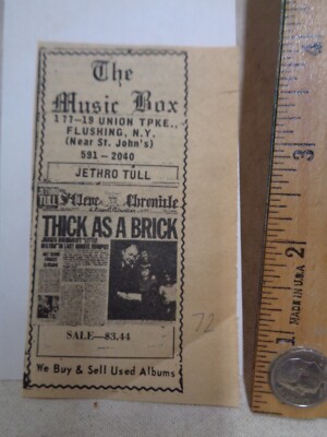 The Music Box Record Store Vintage tiny ad Flushing Queens NY 1972