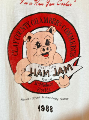 Ham Jam Vintage 1988 Clay County Barbecue Cook-Off Florida T Shirt SZ XL