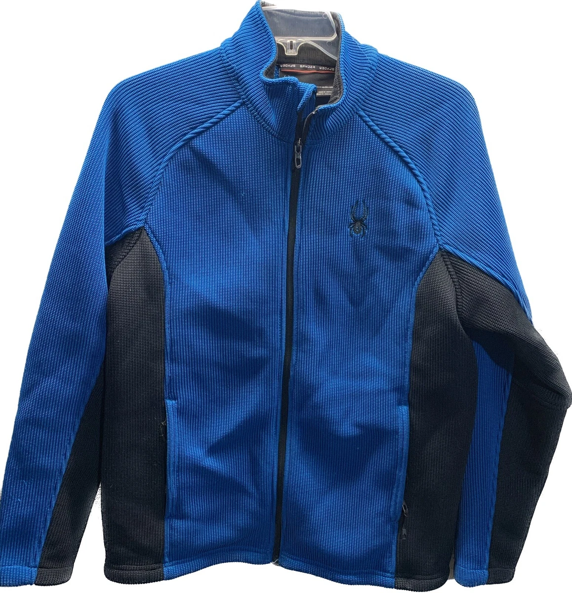 Spyder Waffle Knit Heavy jacket Men's Sz L Blue u0026amp; Black Full Zip | eBay