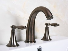 ORB Brass Bathroom Basin Faucet Widespread 3 Hole 2 Handle Mixer Tap Qnf439