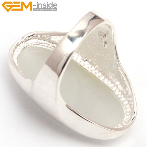 Tibetan Silver Oval Sandstone Agate Jade Beads Marcasite Jewelry Ring 16x36mm - Picture 32 of 32