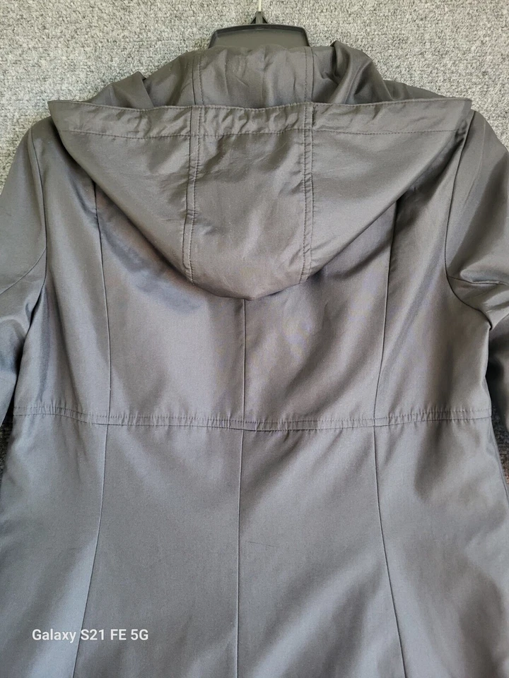 Anne Klein Women's Hooded Raincoat Black Sz S Long Sleeve Zip Up Polyester Blend - Image 4 of 4