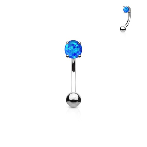 Opal Set Surgical Steel Curve Barbell Eyebrow Ring Lip Helix Snug Piercing 16G - Picture 4 of 7