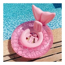 Mermaid Wheel Swimming Float Inflatable Ring with Seat