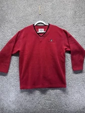 VINTAGE Arctic Image Pullover Mens Medium Red Soft Fleece 90s Alaska Made In USA