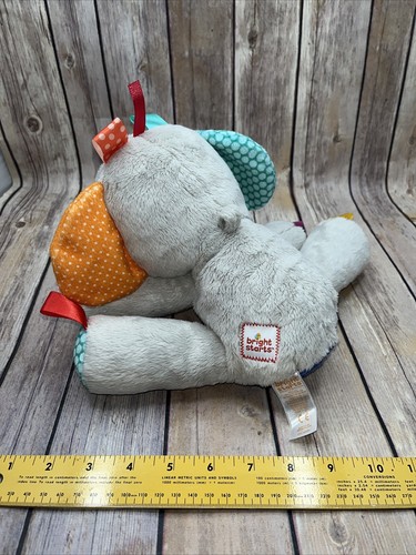 Taggies Elefante Peluche Sonajero 9" Arranques Brillantes Gris Etiquetas Peluche Juguete Bebé - Imagen 7 de 15