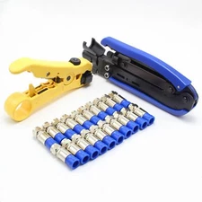 coaxial Cable Compression Tool Kit With Coax Crimper Cable Striper Cutter And 