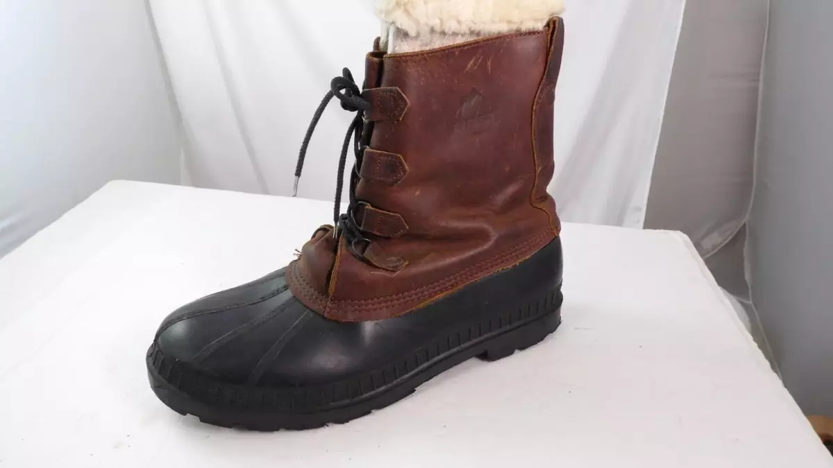 KAMIK EVEREST BROWN LEATHER RUBBER INSULATED WINTER BOOTS US 13 USED | eBay