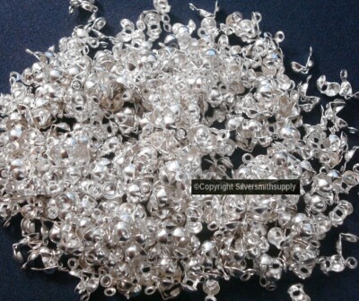 4mm Silver Plated closed clam shell metal bead tips 500+pc clasp findings FPC260