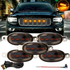 For Jeep Grand Cherokee 2003-21 Amber Front Grille Grill LED Light Raptor Style