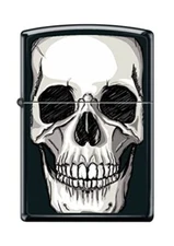 Zippo Lighter- Personalized Message for Skull Illustration Black Matte #Z5187