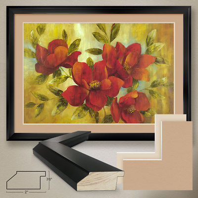 44W''x32H'' JARDIN ROUGE II by NAN - RED FLORAL - DOUBLE MATTE, GLASS and FRAME