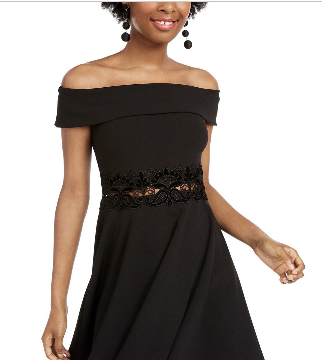 black fit and flare formal dress Karen Kane 3/4 Sleeve Fit & Flare Dress in Black Medium