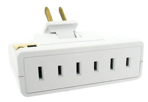 2 Prong 3 Outlet Swivel Tap AC Electric Adapter 3-Way Wall Plug Power Splitter - Afbeelding 1 van 1