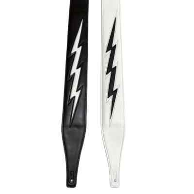 Gitarrengurt E-Bass weiß PUC Leder - Schwarz/Weiß/Flash Lightning