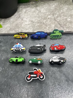 10 PC 1  Cartoon Car/Truck Shoe Decoration Charms-Clogs Jigs Bubble Slide A4998