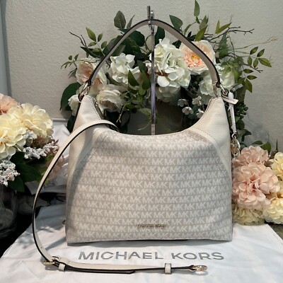MICHAEL KORS Signature Canvas/Leather Trim ARIA Shoulder