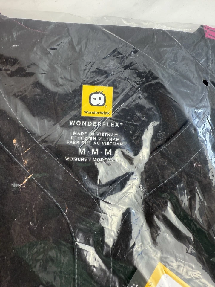 2 NWT WONDERWINK Wonderflex Modern Fit V-Neck Uniform Top Black And Pink Size M - Image 3 of 4