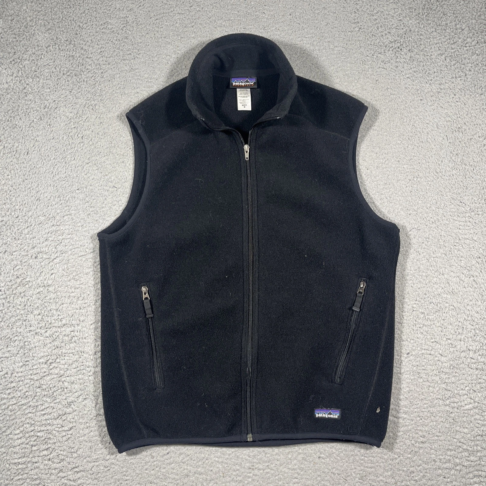 Patagonia Synchilla Fleece Vest Mens Sz M Black Full Zip Pockets Warm Outdoors