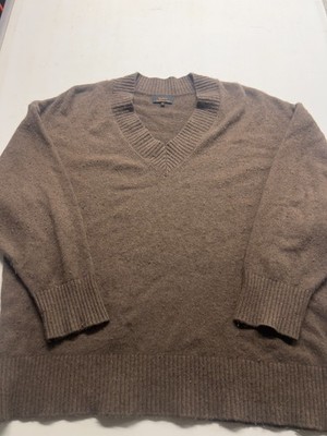 Quince Mongolian Cashmere V Neck Sweater Brown Oversized Warm Cozy Womens Sz XL