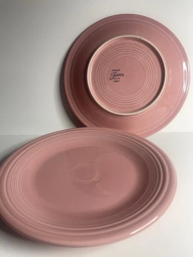 2 - Fiestaware Dinner Plates Rose Pink Fiesta Retired Color / 10.5" VTG 1997 USA