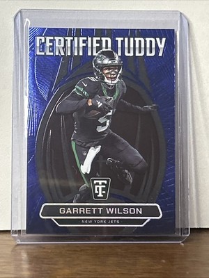 🔥Garrett Wilson 2024 Totally Certified BLUE MIRROR Certified Tuddy SP #'d 199🔥