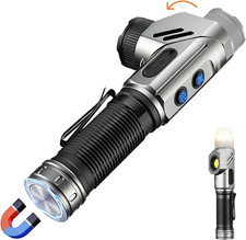 Rechargeable Tactical Flashlights 1600 High Lumens 2 Light Sources,6 Modes,90 De