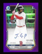Justin Gonzales 2026 Bowman Autograph Chrome Purple Refractor #121/250 Red Sox
