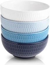 24 Ounce Soup Bowl Set, Porcelain Cereal Bowls Microwave and Dishwasher Safe, Ki