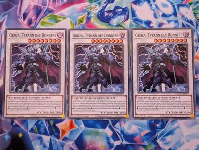 Yugioh Karten Playset 3x Groza Tyrann des Donners BACH-DE097 Common Deutsch NM
