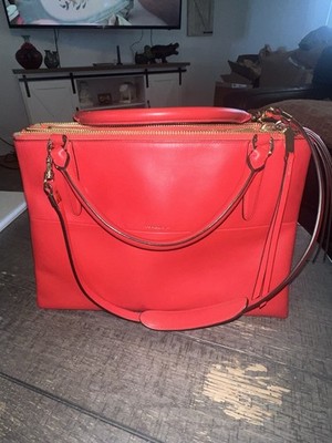 Coach Red medium vermillion borough trip 2 way bag. Smart looking & ready to go!