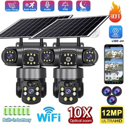 2X 12MP Home Security Camera System Solar Battery Powered Wireless WiFi Outdoor