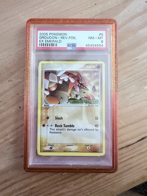Pokémon TCG Groudon EX Emerald Reverse Holo Rare 5/106 2005 PSA 8