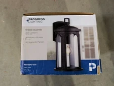 Progress Lighting Faywood 1-Light 14 in. Matte Black Outdoor Wall Lantern