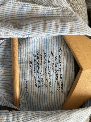 Camisa de lino y algodón ESPRIT NY 10018 | Manga corta | Rayas azules - Talla M-L - Imagen 15 de 16