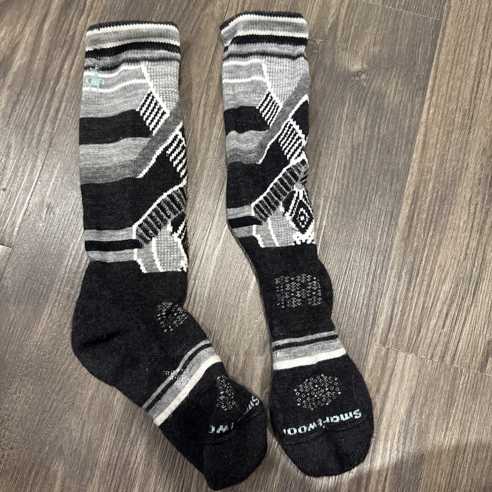 Calcetines de esquí Smartwool negros grises estampados mezcla de lana merino adulto medio cálido Foto 2 de 4