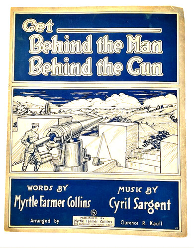 WWI Get Behind the Man Behind the Gun WWI Sheet Music as found Good for Framing
