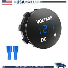 Dc 12v 24v Waterproof Led Digital Voltmeter Gauge Round Panel Battercolor Blue Dc 12v 24v Waterproof Led Digital Voltmeter Gauge Round Panel Battercolor Blue