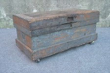 Antique Primitive Wood Carpenters Tool Trunk Chest Coffee Table - 38x19